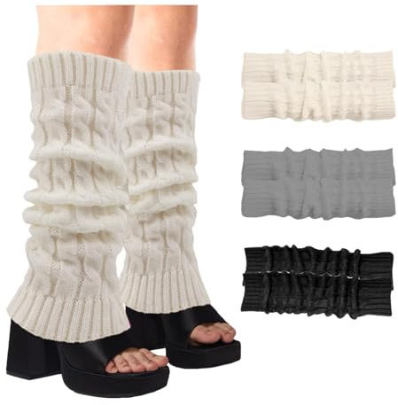 LIURFLNC 3 Paar Stulpen Damen, Beinstulpen Damen, Beinstulpen, Stulpen Kinder Winter Beinwärmer Warm und Bequem Langer Beinwärmer Crochet Stricken Stulpen für Ballett/Tanz/Sport