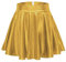 Odosalii Damen Stretch Skater Röcke Informell Mini Glocken Rock Hohe Taille Metallischer Faltenrock, L, Golden