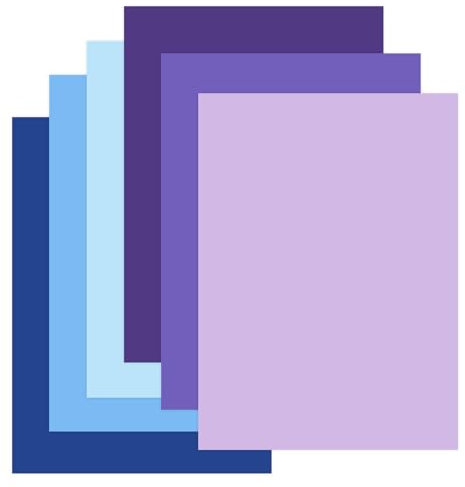 100 Blatt - Blau Serie 120g Tonpapier A4 Bunt, 6 Farben Bastelpapier Buntes Papier Druckerpapier Kopierpapier, Origami Papier