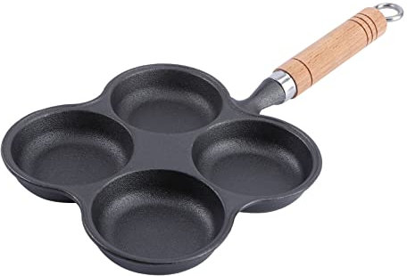 ASAKKURA Four-Hole Non-Stick Egg Frying Pan for Gas and Induction Hobs, Black Omelette Mold Egg Cooker, Kitchen Accessory for Homemade Breakfast