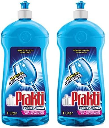 dr.Prakti Liquide de Rinçage pour Lave-Vaisselle, donne de la brillance à la vaisselle, ne laisse pas de traces, facilite le séchage, 1 l (Lot de 2)