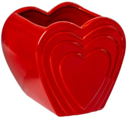 Vase, Herz, gestuft, 14 x 12,5 x 13,5 cm, Dekoration für den Valentinstag