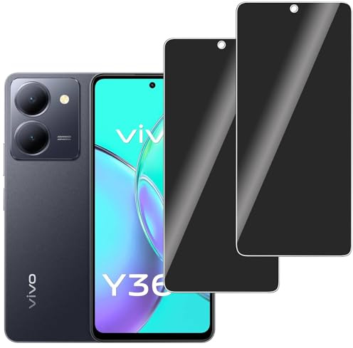 LERINNA【2 Piezas Protector Pantalla Privacidad para Vivo Y36,nti-Espía Vidrio Película,Cristal Templado Anti Espía,Anti-Arañazo,Sin Burbujas,9H Dureza Privacy Screen Protector
