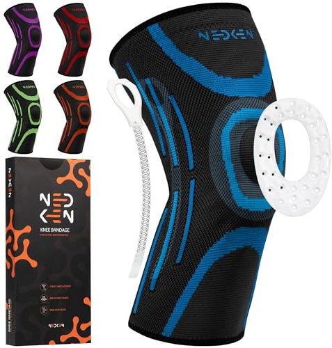 NeDKeN Tutore Ginocchio – Ginocchiera Sportiva Elastica per Menisco Lesionato e Legamenti – Supporto Ortopedico, Fascia a Compressione per Stabilità, Protezione e Recupero (Blu, XL)