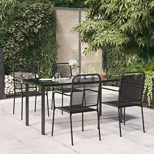 IKAYAA Metall Sitzgruppe für 4 Personen, Esstisch mit 4 Stühlen, Gartenmöbel Set mit Metallgestell, Essgruppe für für Garten Terrasse und Balkon