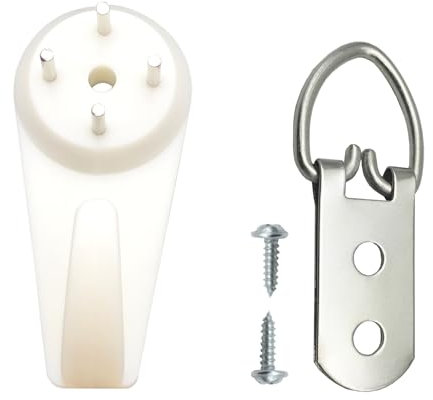 Kit per appendere quadri, ganci in acciaio inox e tasselli in plastica