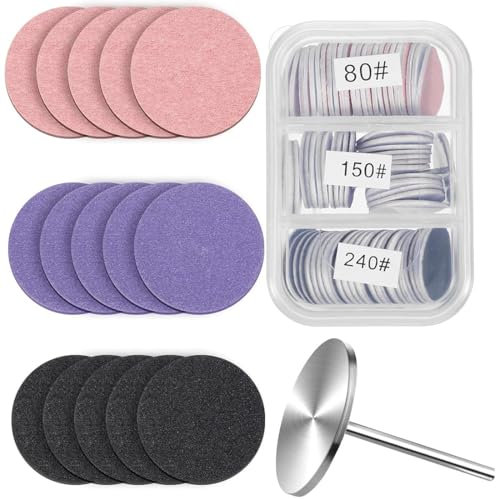 WeddHuis Set 60 Stück Schleifscheibe Pediküre Nagel Schleifscheiben mit Metall Nagelbohrern(80#150#240#) Ersatz Fuß Nagelfräser Aufsätze Bits für Elektrische HornhautZubehör mit Aufbewahrungsbox