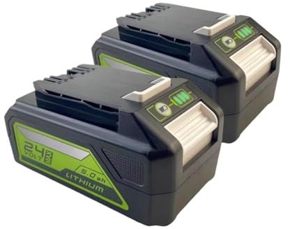 WVGFAUXA Batterie for Utensili Elettrici, Batterie for Utensili da 24 V, Batteria di Ricambio di Serie, Batteria al Litio da 5 Ah/8 Ah, Compatibile con Greenworks(24V 5Ah-2 PCS)