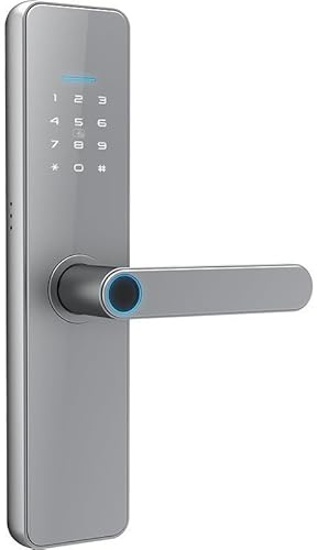 TBMTOAL Smart Door Lock Electronic Code Lock Fingerprint, Password Bluetooth Smart Locks with Keypad Vision Biometric Identification Fingerprint Key Digital NFC Silver
