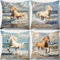 Lituor Juego de 4 Fundas Cojines 65x65 cm Cavallino Rampante Funda de Almohada Decorativa Marina Terciopelo Suave Cojines Cojin Cuadrada para Sala Estar Dormitorio Oficina Decorativos