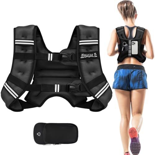 BAGAIL Weighted Vest for Strength Training, Bust Size Adjustable, Convenient Pocket, Iron Sand Weighted Vests, Ideal for Gym Workouts, Yoga Training and Aerobic Exercises