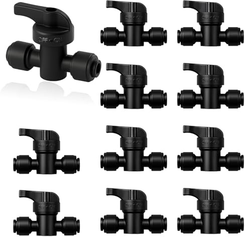 Lotnery 10 Pack Quick Connect 1/4 Drip Irrigation Shut Off Valve | Universal for 1/4 Inch Tubing | Easy Push-Fit Design, Leak-Free Control for Garden and Lawn Watering Systems