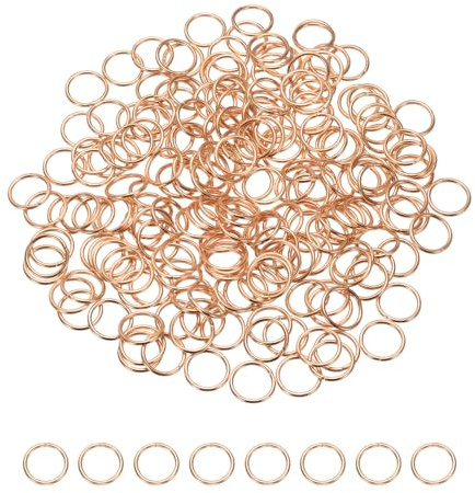 sourcing map 200Pcs Open Jump Rings,10mm Split O Ring 1mm(THK),Rose Gold | Split Metal O Ring,Keychains Connector Ring for Jewelry Making DIY Necklaces Bracelet Earrings Craft Making
