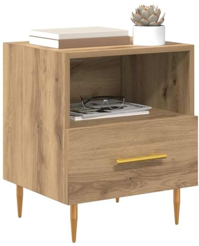 vidaXL Bedside Table Brown 40 x 35 x 47.5 cm Engineered Wood, A Rustic Nightstand, Vintage Style Bedside Table, Storage Unit For Display, Functional Bedroom Accent Organizer, Modern Design