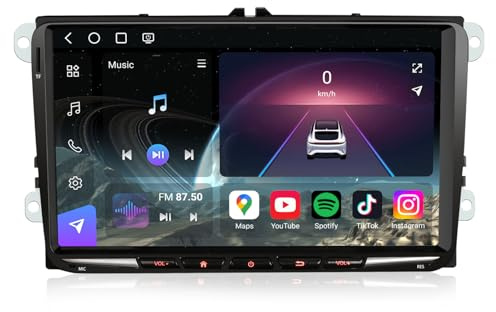 Qualcomm 8 Kern 8GB+128GB Android 16 DAB+ Autoradio Für VW Caddy Passat B6 Golf 5/6 Tiguan Touran Jetta SEAT Skoda mit GPS Navigation CarPlay Android Auto DSP WiFi Bluetooth 5.1 USB 4G 9 Touchscreen