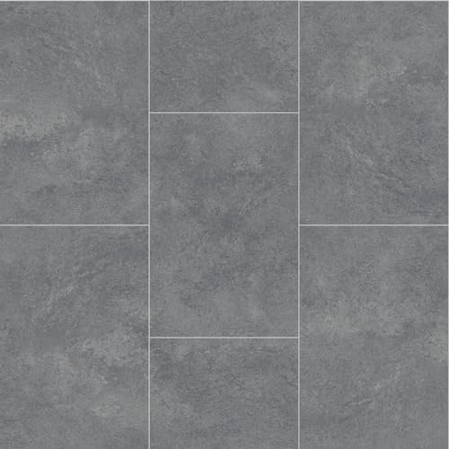 Lino Vinyl Flooring Roll, Grey Oblong Tile Effect, Anti-Slip, Bathroom, Kitchen, 2m-3m Width (2m x 2m)