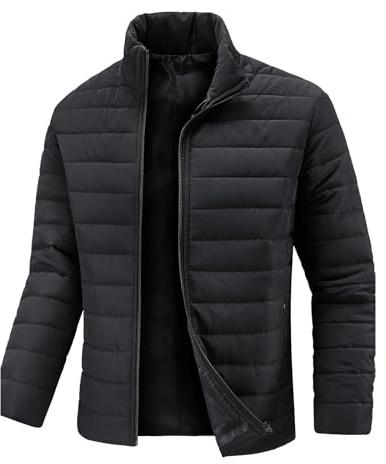 Generico Piumino Uomo Tinte Unite, Giubbotto Termico Uomo Cerniera Senza Cappuccio Collo Alto, Piumini Trekking - Giacche Fitness Casual