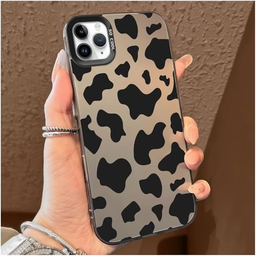 for iPhone 11 Pro Case 5.8 inch Cow Print Pattern Colorful Silver Acrylic Hard Shell, Stylish Trendy Chic Style, Nice Gift for Women on Birthday