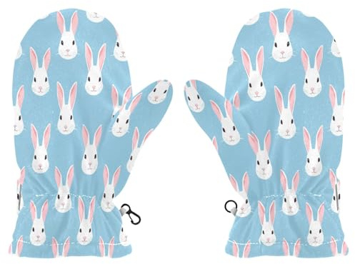 Mnsruu Hase in blauem Hintergrund, Kinder-Fäustlinge, Schneehandschuhe für Jungen und Mädchen, Winter-Skihandschuhe, Kleinkind-Fäustlinge