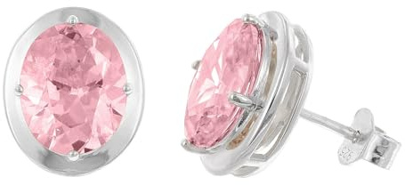 trendor Damen-Ohrringe 925 Silber Ohrstecker Zirkonia Pink 21340-09