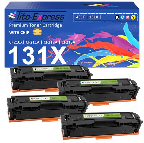 131X 131A XL Kompatibel für Toner HP LaserJet Pro 200 Color MFP M276n M276nw M251n M251nw für HP CF210X CF211A CF212A CF213A Set Schwarz, Magenta, Gelb, Cyan 4er-Pack