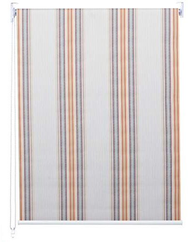 Rollo HWC-D52, Fensterrollo Seitenzugrollo Jalousie, 90x230cm Sonnenschutz Verdunkelung Blickdicht - grau/braun/orange
