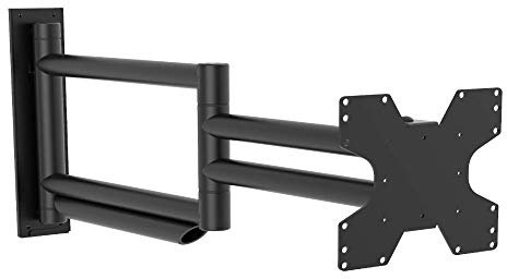 Cavus High End Design TV-Wandhalterung für Fernseher von 26 bis 65 Zoll (26-65 Zoll / 26-65 Zoll (26-65 Zoll), Stahl schwarz, Schwenkhalterung, extralang 80 mm, VESA