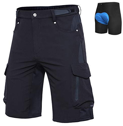 Ally MTB Hose Herren Radhose, Mountainbike Hose Fahrradhose Herren Kurz, Outdoor Sport Herren Radlerhose MTB Bike Shorts (Black, 3XL)