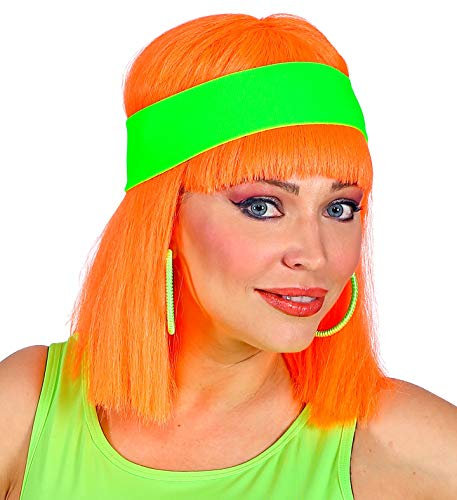 80er Jahre Neon Stirnband 80`s Trash Kostüm-Zubehör Aerobic Gymnastik Sport, Farbe:Grün