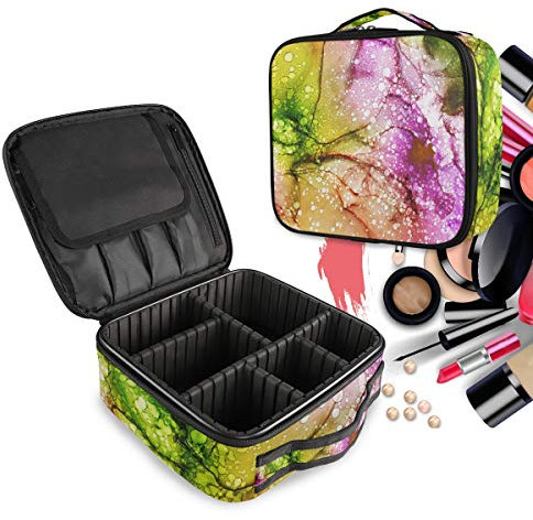 Alcohol Ink Painting Abstract Make Up Bag Toiletry Case Zipper Makeup Cosmetic Bags Organizer Pouch for Free Compartment Women Girls