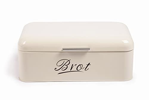 Theo&Cleo Brotkasten mit Deckel, 43 * 23 * 17cm Großer Knäckebrot Box aus Metall, Brotaufbewahrungsbox Bread box, Brot und Kekse Lange Aufbewahren und Trocken Halten, Retro Design Beige