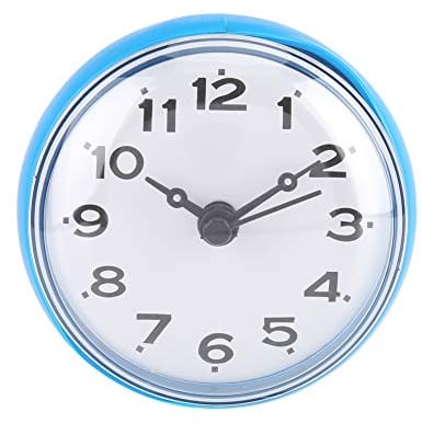 MAGT Wanduhr, Wasserdicht Badezimmeruhr Saugnapf Baduhr Saug Wand Fenster Spiegel Duschuhr für Badezimmer (Blau)