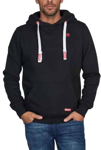 riverso Hoodie Herren Regular Fit RIVLinus Kapuzenpullover Pullover Sweatshirt Streetwear Schwarz 4XL, Größe:4XL, Farbe:Black-Formula Red