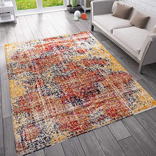 VIMODA Moderner Vintage Look Teppich Orientalisch Meliert, Farbe:Cooper, Maße:160x220 cm