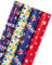 Holijolly Weihnachts Geschenkpapier Rolle - Bunte Tupfen/Sterne/Einzigartiger HoHoHo-Schriftzug/Weihnachtsfeier-Schriftzug mit Metallfolienglanz - 4 Rollen - 76CMx3.05M pro Rolle