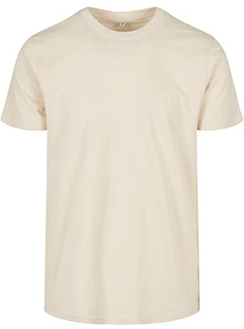 Build Your Brand Herren Basic Round Neck T-Shirt – Baumwollshirt im Regular Fit mit Rundhalsausschnitt & kurzen Ärmeln, vielseitiges Basic für Alltag, Freizeit & Veredelung,Sand,S