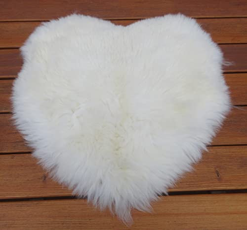 Felltrade echtes Natur Öko Schaffell Fellstück Fell in tollen Formen - Handarbeit (Herz, weiß)