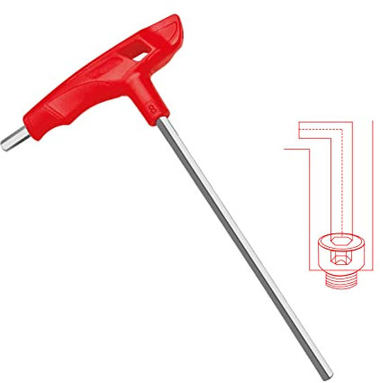 WISEUP Clé Allen en T Métrique, 8mm cle allen, Clés allen Cr - V à tête plate, Portative Outillage à Main, Pour Réparation de Vélos Assemblage de Meubles
