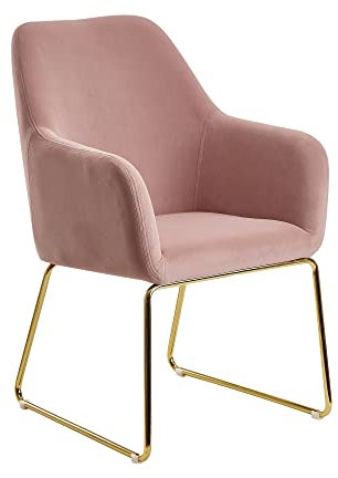 Esszimmerstuhl Samt Rosa Küchenstuhl mit goldenen Beinen | Schalenstuhl Stoff/Metall | Design Polsterstuhl Esszimmer | Stuhl Gepolstert