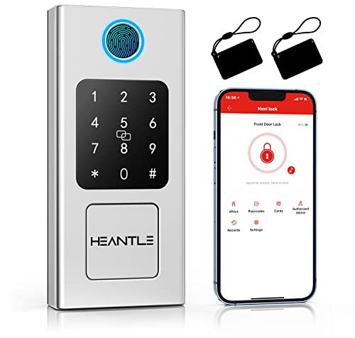 Cerradura inteligente, entrada sin llave, cerradura electrónica de huellas dactilares, cerraduras biométricas digitales Bluetooth con teclados, cerraduras inteligentes para puerta delantera, cerradura