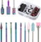 Nail Drill Bits Set, 12Pcs 3/32in Ceramic Tungsten Carbide Nail Drill Bit,Diamond Cuticle Electric Nail File Bits For Acrylic Nails With 75Pcs Nail Sanding Bands (80,120,180) For Manicures Pedicures
