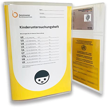 Minilino U-Heft hülle 3-teilige Premium Schutzhülle [ SCHUTZ FÜR WICHTIGE DOKUMENTE ] Organzier für Untersuchungsheft | bei Geburt für Mütter & Babys | Blanko Kinderuntersuchungsheft Hülle