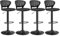 SONGMICS Tabouret Bar, Lot de 4, Chaise Bar, Chaise Haute Cuisine, Siège, Réglable en Hauteur, avec Dossier Incurvé, Assise Rembourrée, Repose-Pieds, Toile Respirant, Pivotant à 360°, Noir LJB04BK-4