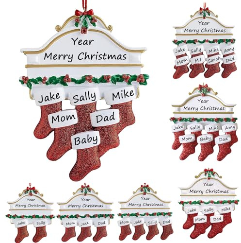 Personalised Baubles Family of 2/3/4/5/6/7/8 Personalised Xmas Tree Baubles Name Christmas Baubles Custom Xmas Tree Ornaments,Family of 6