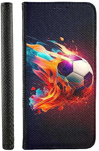 CoverHeld Handyhülle für iPhone 6 / 6s Hülle aus Kunstleder zum klappen mit Motiv 3494 Fußball Abstrakt blau-rotes Feuer