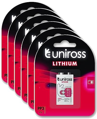 Uniross - Pack de 6 pilas de litio 9V -Block L522 24-LF, IEC-FR03