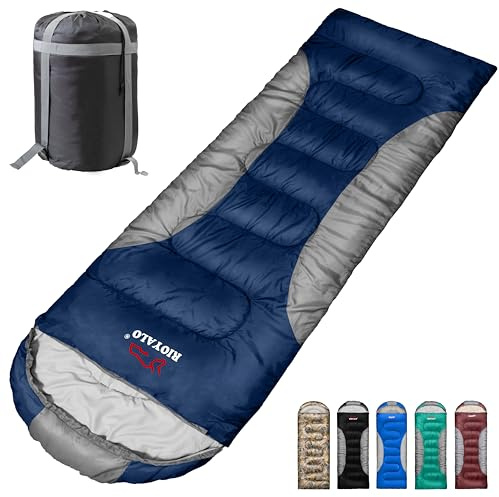0 Degree Winter Sleeping Bags for Adults Camping (450GSM) - Temp Range (5F–32F) Portable Waterproof Compression Sack- Camping Sleeping Bags for Big and Tall in Env Hoodie: Backpacking Hiking 4 Season