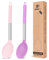 BUNDLEPRO Pack of 2 Large Silicone Cooking Spoon Non Stick Solid Basting Spoons Heat-Resistant Kitchen Utensils for Mixing Serving (Pink-Purple), FB-105
