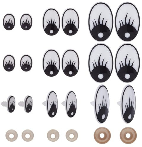 GOMAKERER 120 Sets Kunststoff-Bastelaugen In 3 Größen, Falsche Cartoon-Augen Mit Abstandshalter-Set, Schwarze Ovale Augen, Niedliche Sicherheitsaugen, Tieraugen Zum Basteln Und Häkeln