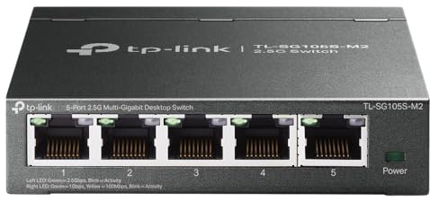 TP-Link TL-SG105S-M2 | 5-Port Multi-Gigabit 2.5G Ethernet Switch | Unmanaged Network Switch | Ethernet Splitter | Plug & Play | Desktop/Wall Mount | Silent Operation
